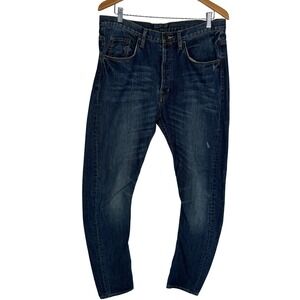 AllSaints‎ Spitalfields MD Runner Dark Wash Button Fly Cotton Jeans 33x30 Barrel